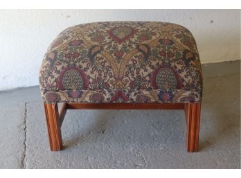 Arts & Crafts Style Upholstered Wood Ottoman