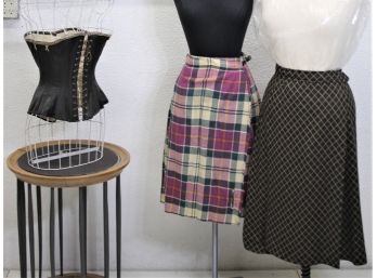 Tartan Plaid Wool Skirt & Windowpane Plaid Skirt - Laird-Portch Of Scotland & Tricola