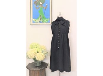 Vintage 'Rodrigues For Peter Clements' Bow Neck & Button Down Dress