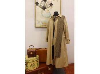 Vintage Reversible Trench Coat With Matching  Reversible Vest & Broad Scarf