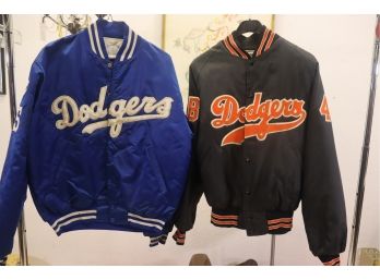 Two Baseball Championship Jackets - Dodgers Of New City Little League - 1 Satin And 1 Matte (size S)