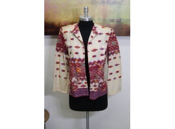 Hand-woven And Embroidered Mayan Huipil Long Sleeve Jacket