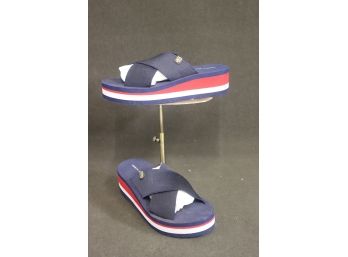 Tommy Hilfiger Crisscross Red, White, & Blue Slides - NEW - Size: 7