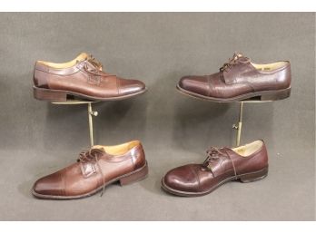 Two Pairs Of Brown Cap Toe Oxfords, Joseph Abboud And Johnston & Murphy - Size: 9 1/2 Both