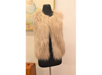 BCBG Champagne Faux Fur Vest -(Size-S)