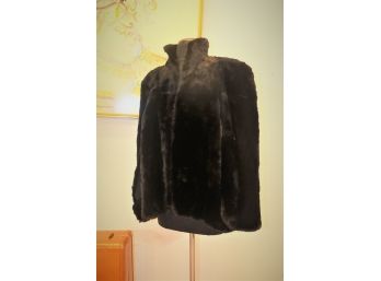 Vintage 1940s Real Black Fur Cape Shawl Shrug Jacket