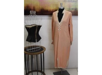 Pastel Pink Long Sleeve Tunic With Extravagant Couch Cording - Size: M