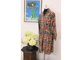 Hand-Woven Silk Belted Shirt Dress