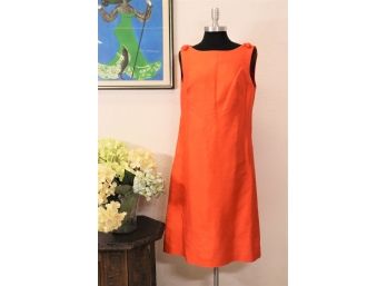 Creamy Orange Silk Shift Dress With Knotted Buttons - Medium, Design Thai Bangkok