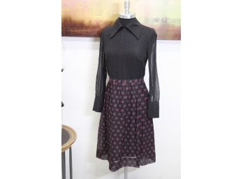 Black And Pink Polka Dot  Potpourri Dress  Size-8