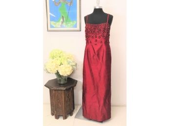 Bead-Embellished Garnet Evening Dress - Milady Of Hong Kong