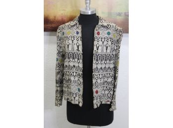 Vintage Hand-woven Mayan Brocade Open Front Jacket - La Momosteca, Guatemala, Size: S