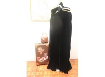 The Hecht Co. Hooded Black Velvet Cape (missing The Button )