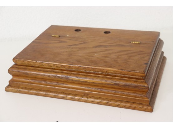 Vintage Red Oak Hinge Top Wooden Writing Box