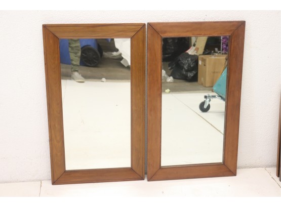 Pair Of Wood Framed Rectangle Mirrors