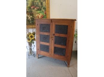 Rustic Black Pierced Tin Panel Pie Safe Cabinet