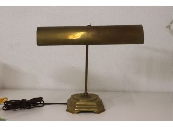 Vintage Brass Bankers Desk Lamp - Terraced Square Base &  Adjustable Shade