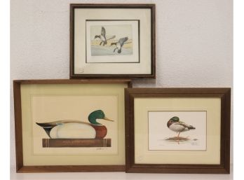3 Pieces Duck & Mallard Artwork - 2 Limited Edition Prints Signed, Numbered  And 1 Watercolor, Signed