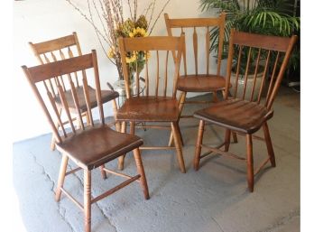 Group Lot Of 5 Thumb Back Chairs