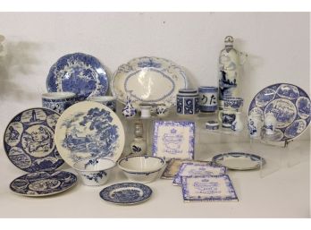 Group Lot: A World Of Blue & White Ceramic Wares - From England, Holland, Japan And Others