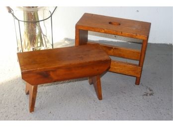 Two Rustic Wood Benches/Stools