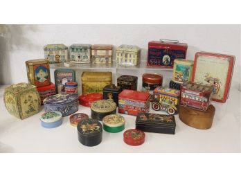 Group Lot Of Souvenir, Decorative, And Promitional Product Tin Boxes