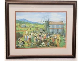 Queena Stovall Art Print 'Country Auction' Framed & Matted - Dec. 1960