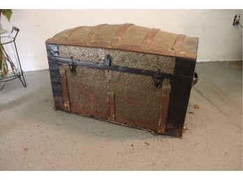 Antique Dome Top Trunk - Wood, Metal, Leather