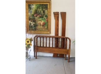 Antique Full Size Spindle Bed With Rails