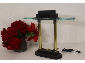 PostModern Memphis-Milano Style Brass & Glass Table/Desk Lamp