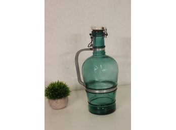 1930s German Gerrix Growler With Aluminum Handle And Ceramic Swing Top