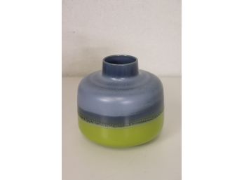 Crate & Barrel Ceramic ' Tavo ' Vase Blues Into Greens - Made In Portugal, 6.5'