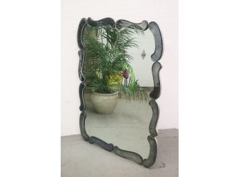 Sizable Wall Mirror With Smoked Glass Squiggle Frame