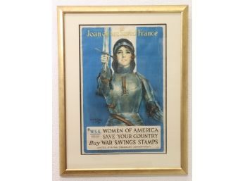 Vintage Joan Of Arc WWI Poster For War Savings Stamps - Haskell Coffin, (Orig. 1918 )