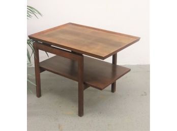 MCM Double Cantilever Walnut Side Table - Perhaps Jens Risom?