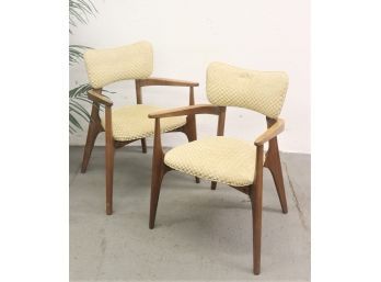 Pair Of Superb Vintage Scandinavian Design Arm Chairs - Lines Curves And Soft Angles