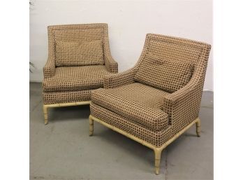 Pair Of Marge Carson MCM Arm Chairs - Faux Bamboo Frame