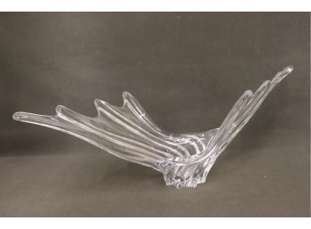 Superb XXXX French Blown Crystal Splash Centerpiece - Etch-Signed, XXXXXXX 8 Point Star Base