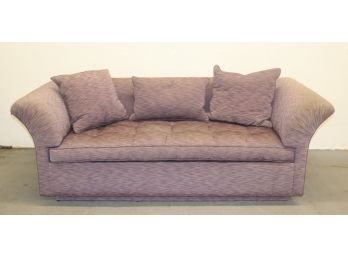 Classic  Ikat Lavendar & Cream Upholstered Splay Arm Sofa