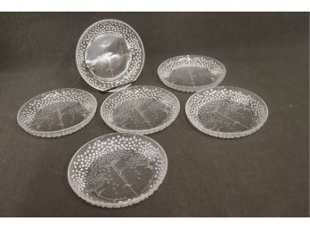 Set Of Six 'Blutenregen/Raining Blossom' Glass Plates By Nanny Still McKinney 1981 For Rosenthal, Germany