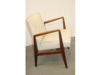 Vintage Jens Risom Arm Chair - Walnut & White Naugehyde