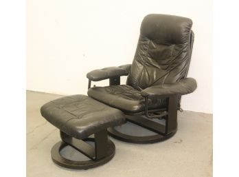 Black Reclining Lounge Chair & Ottoman - Chairworks