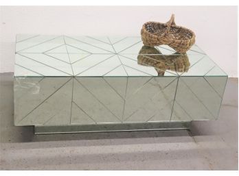 MCM Chevron Into Diamond Mirrored Pattern Low Coffee Table