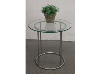 Glass And Chrome Side Table