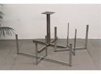 Trio Of Chrome Table Bases - One Tubular And Two Rectangular