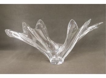 Superb Cofrac French Blown Crystal Splash/Wave Centerpiece - Etch-signed, Cofrac Art Verrier France