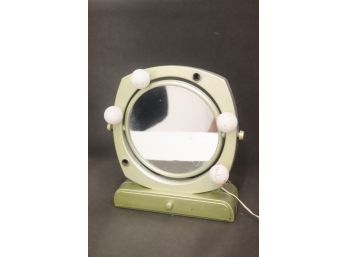 Vintage Lighted Makeup Flip Mirror - Tilting Double Sided Regular And Magnified