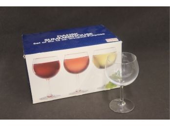 Set Of Six 13oz Wine/all-Purpose Glasses, Summerhouse By Dansk, Original Box