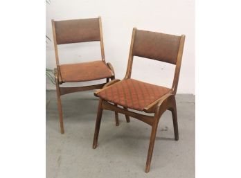 Two Vintage MCM Wood Parabola Duo Side Chairs