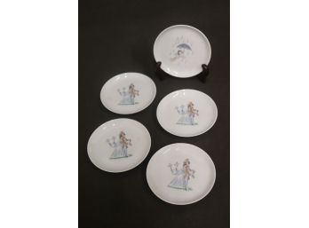 5 Vintage Rosenthal Plates - Raymond Peynet 'Lovers/Marriage' And  1 'cherubrella'- 4'Round